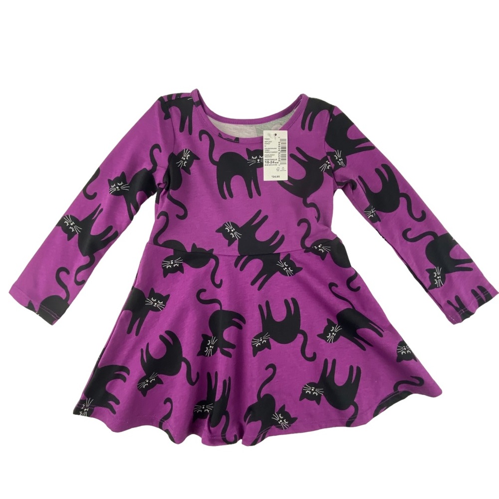NWT Children's Place Purple Cat Dress Size 18-24M